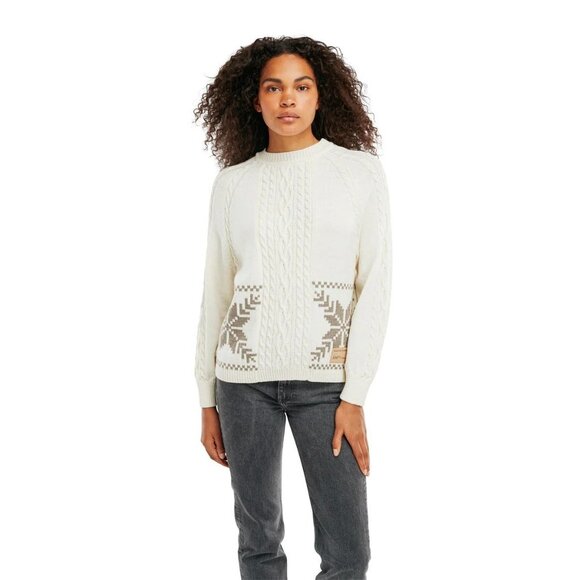 DALE OF NORWAY Karmoy Ivory 100% Wool Cable Knit Snowflake Sweater, Size S - Picture 2 of 15